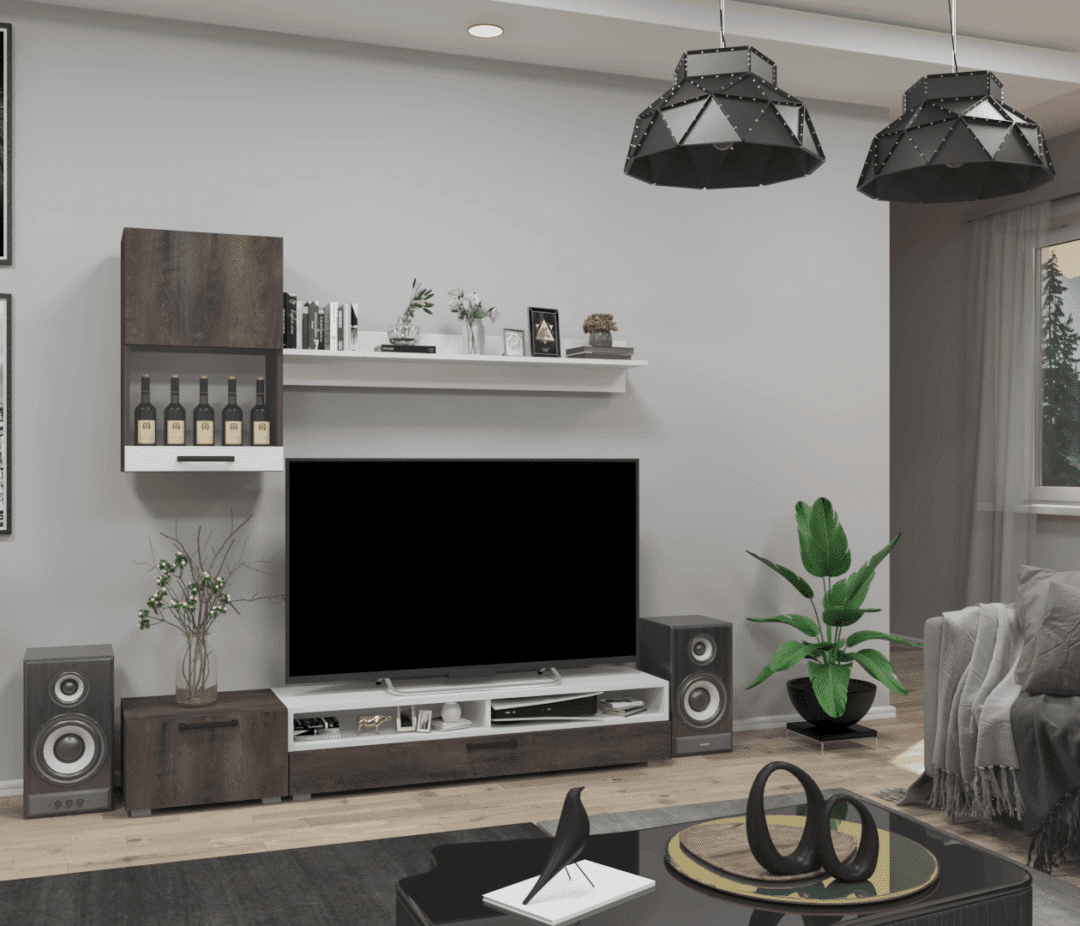 Corpus Nadin Nappali sor 188 cm Iszap tölgy-Magasfényű fehér