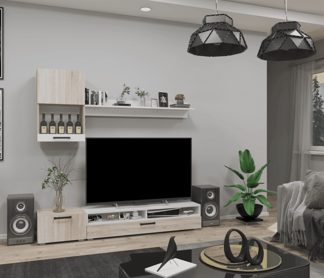 Corpus Nadin Nappali sor 188 cm Sonoma-Magasfényű fehér