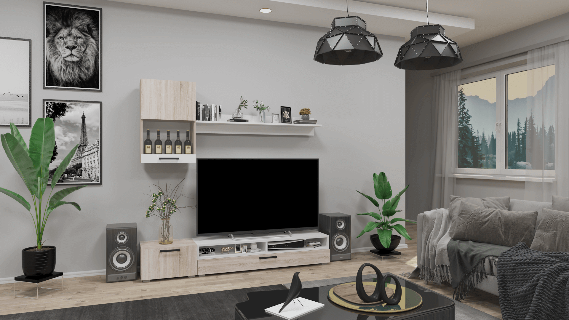 Corpus Nadin Nappali sor 188 cm Sonoma-Magasfényű fehér