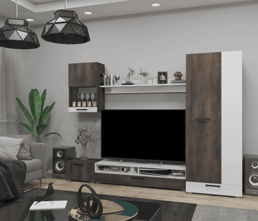 Corpus Nadin Nappali sor 258 cm Iszap tölgy-Magasfényű fehér