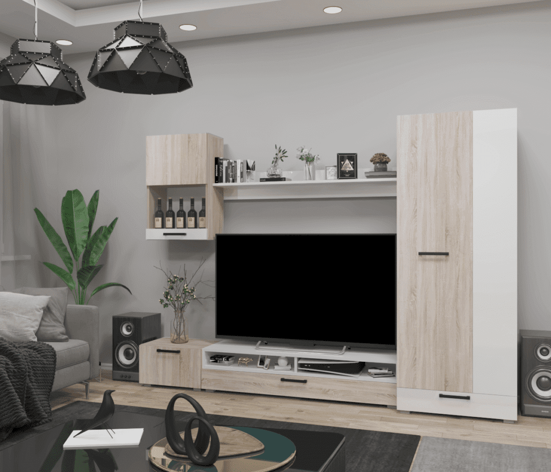 Corpus Nadin Nappali sor 258 cm Sonoma-Magasfényű fehér