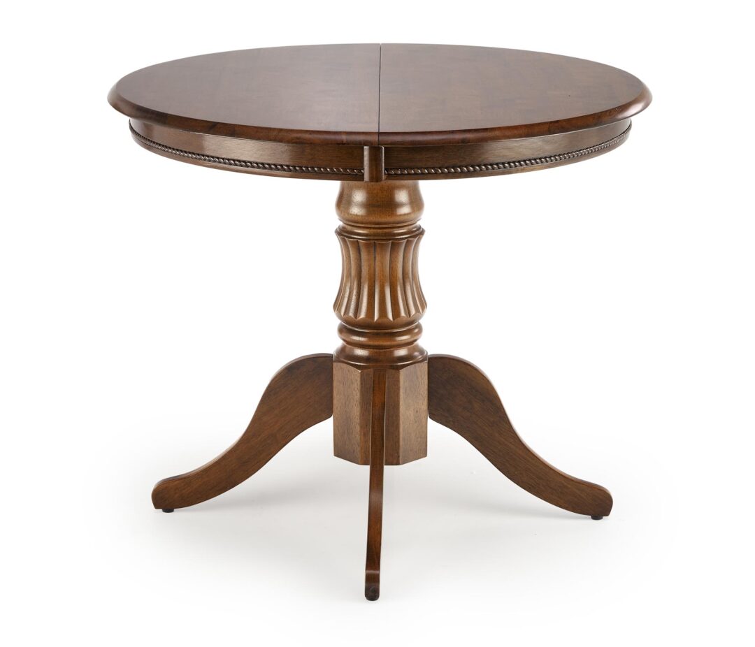 WILLIAM bővíthető étkezőasztal, kerek, szín: sötét dió