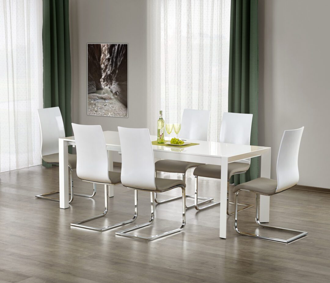 STANFORD bővíthető étkezőasztal, téglalap alakú, szín: fehér