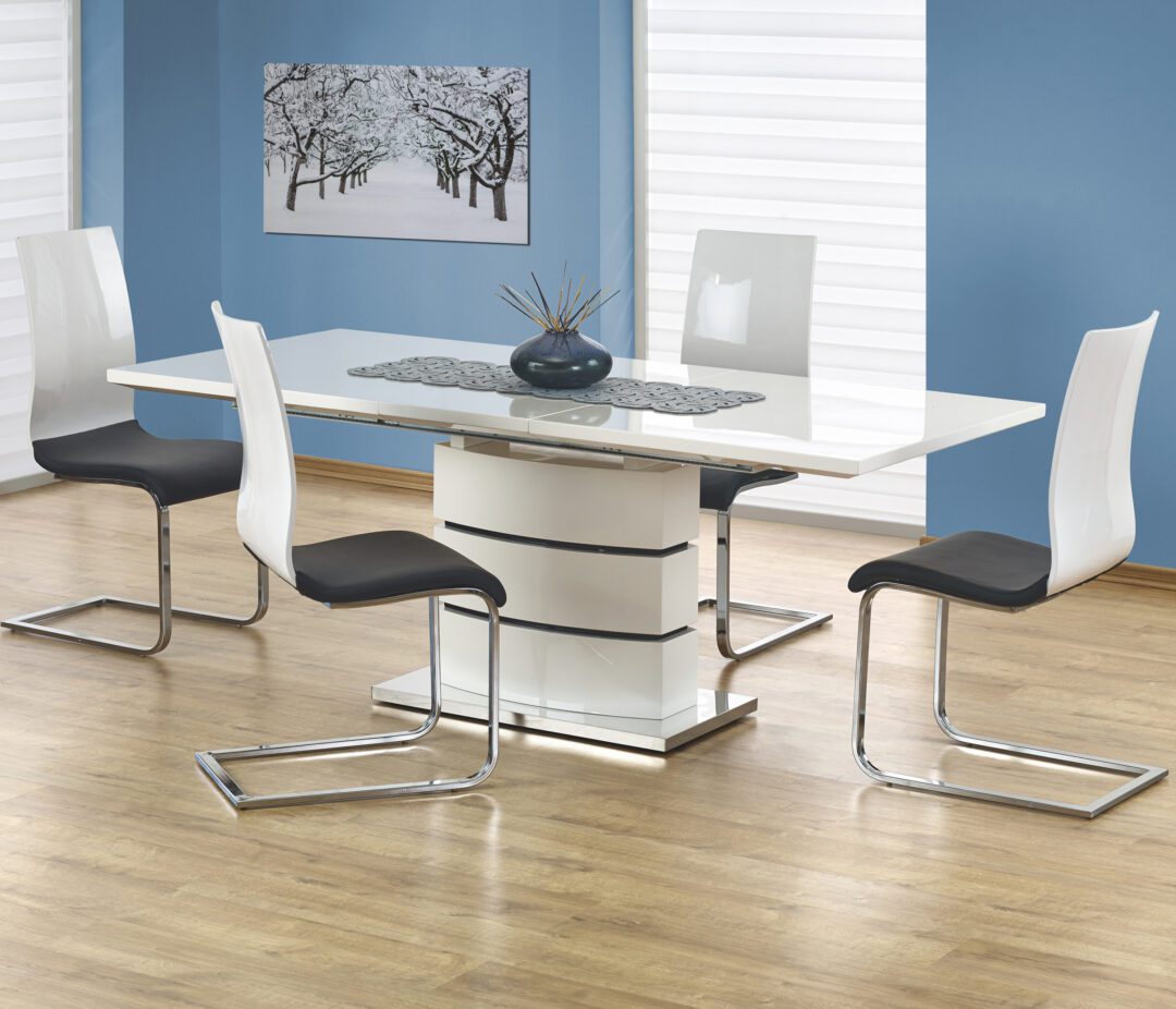 NOBEL bővíthető étkezőasztal, téglalap alakú, szín: fehér