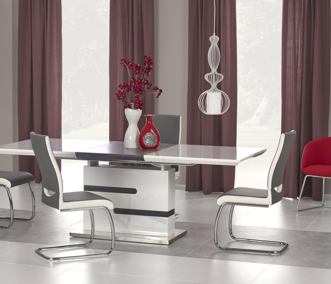 MONACO bővíthető étkezőasztal, téglalap alakú, szín: fehér/szürke