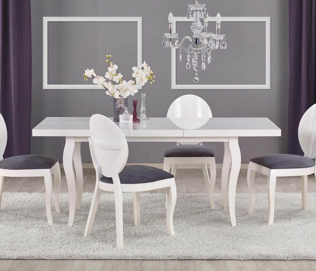 MOZART 140/180 bővíthető étkezőasztal, téglalap alakú, szín: fehér