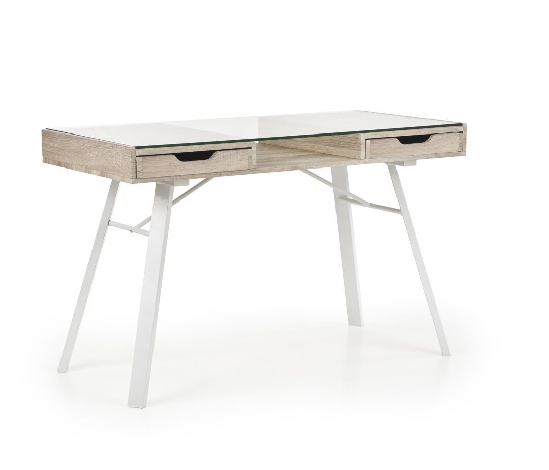 B33 íróasztal, szín: sonoma tölgy/fehér