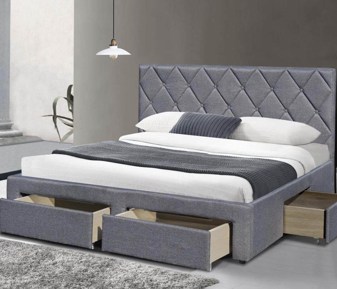 BETINA 160 ágy, ágyneműtartóval, szín: szürke