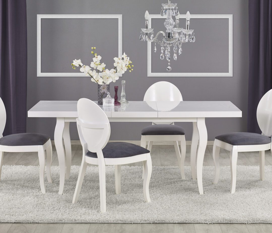 MOZART 160/240 bővíthető étkezőasztal, téglalap alakú, szín: fehér