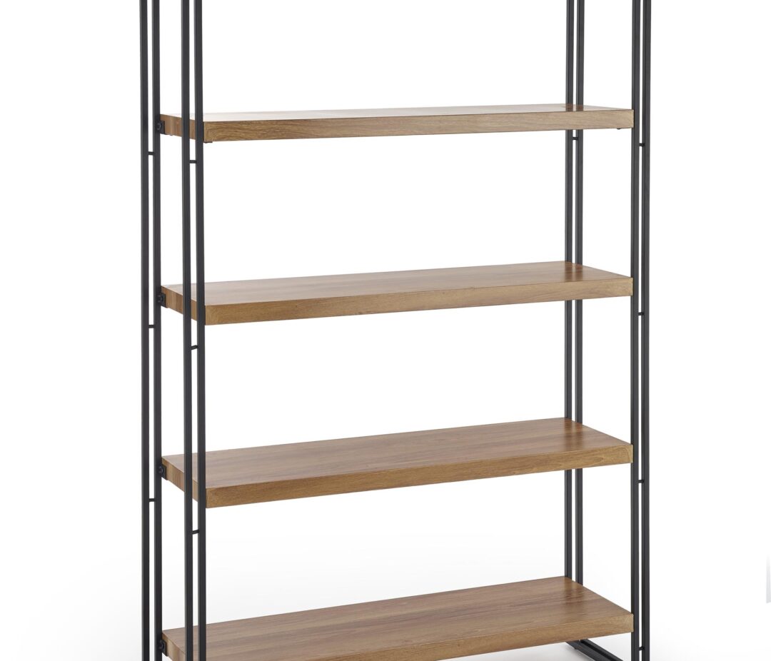 BOLIVAR REG-2 polcos szekrény, szín: arany tölgy/fekete