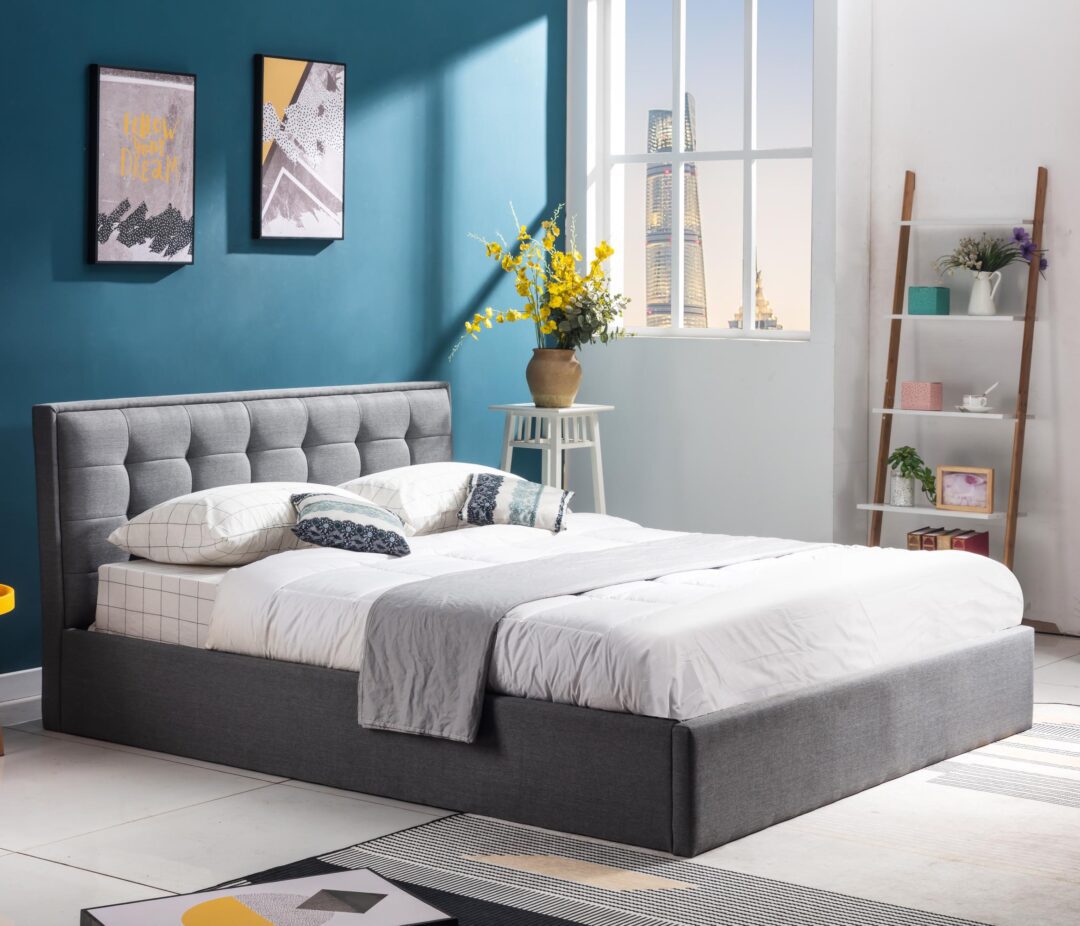 PADVA 160 ágy, ágyneműtartóval, szín: szürke