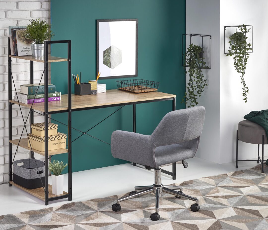 NARVIK B1 íróasztal, szín: fekete/sonoma tölgy