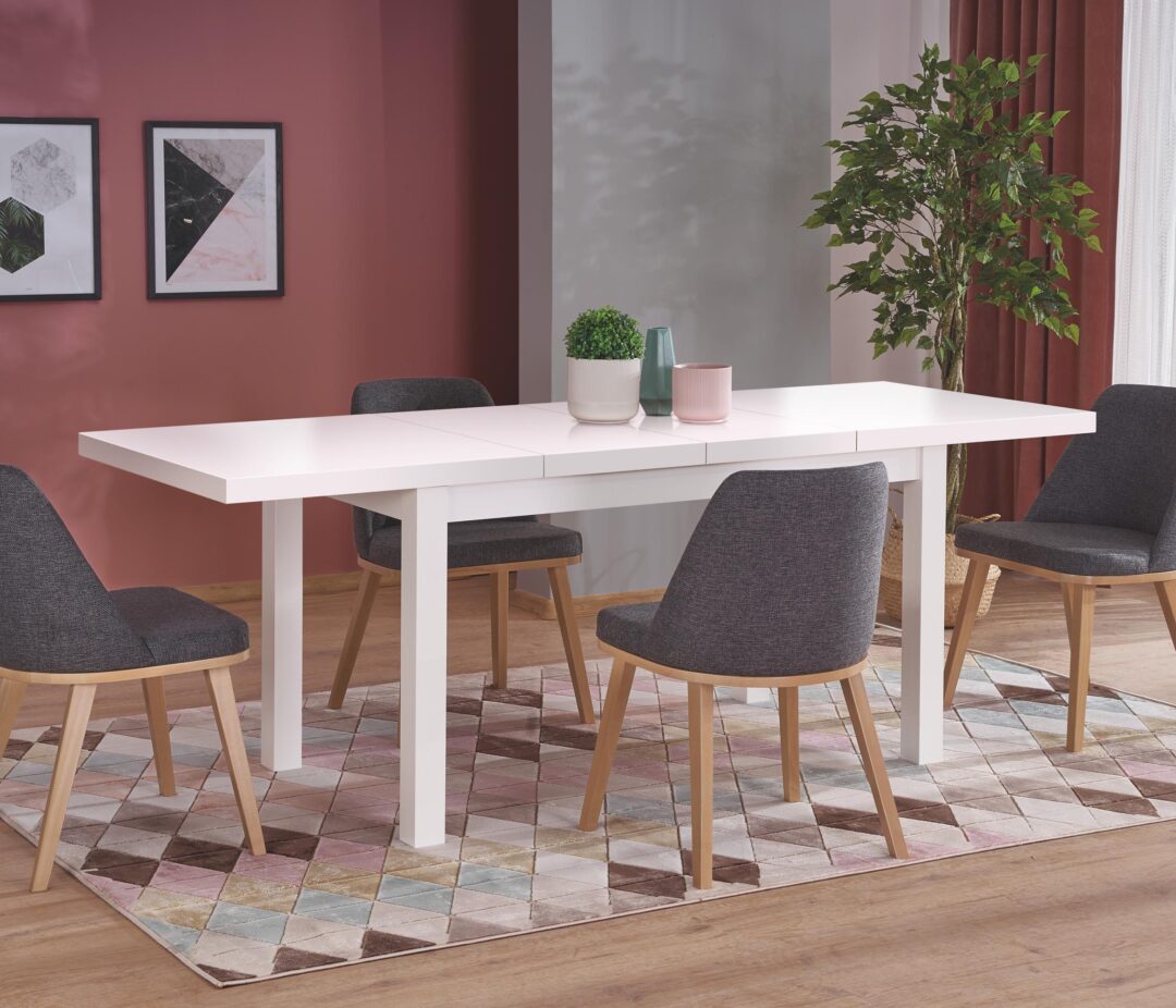 TIAGO 2 bővíthető étkezőasztal, téglalap alakú, szín: fehér