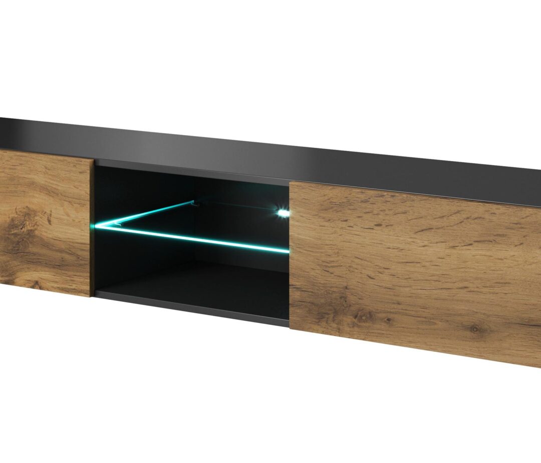 LIVO RTV-180W függő TV szekrény, szín: antracit/wotan tölgy