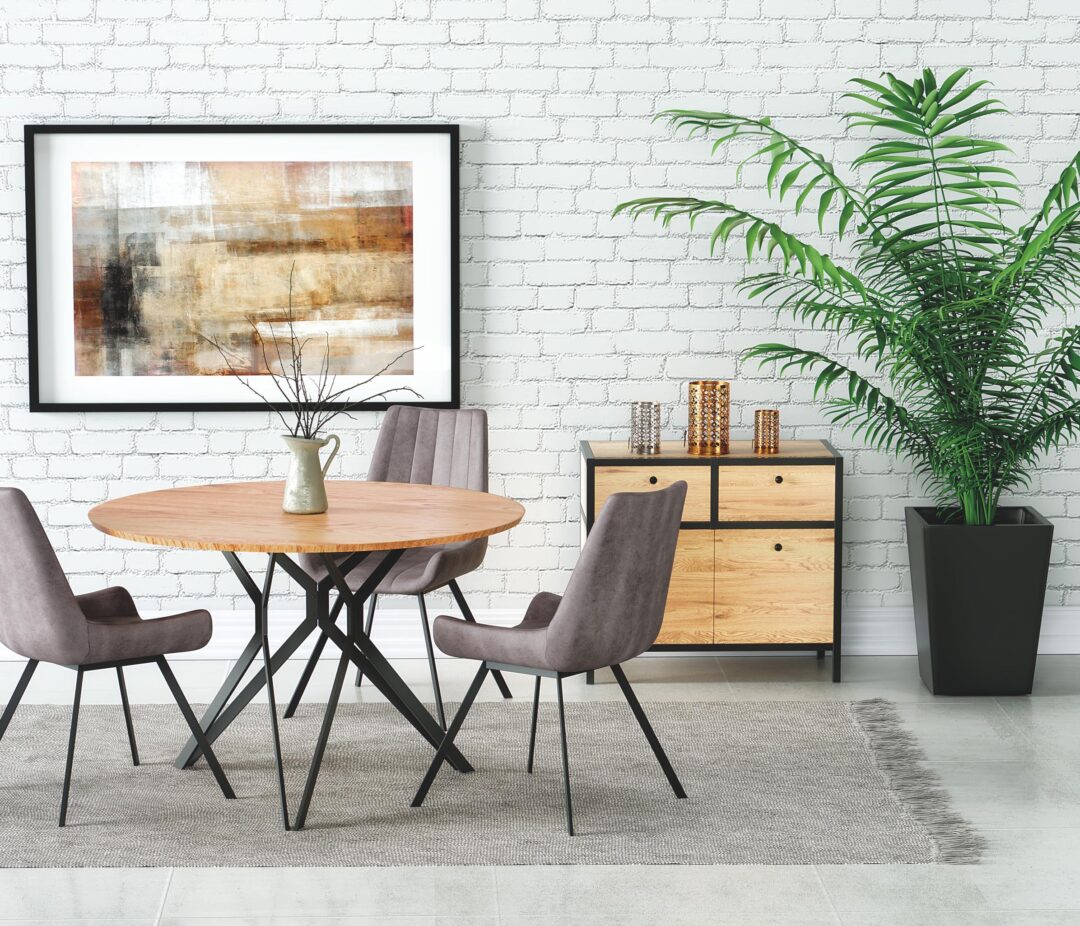 PIXEL 2 asztal, kerek, szín: arany tölgy/fekete