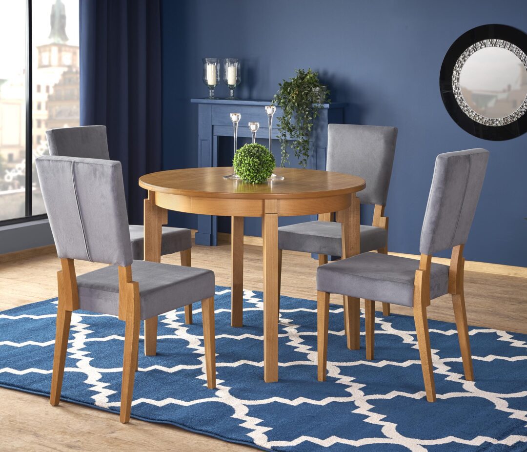 SORBUS bővíthető étkezőasztal, kerek, szín: méz tölgy