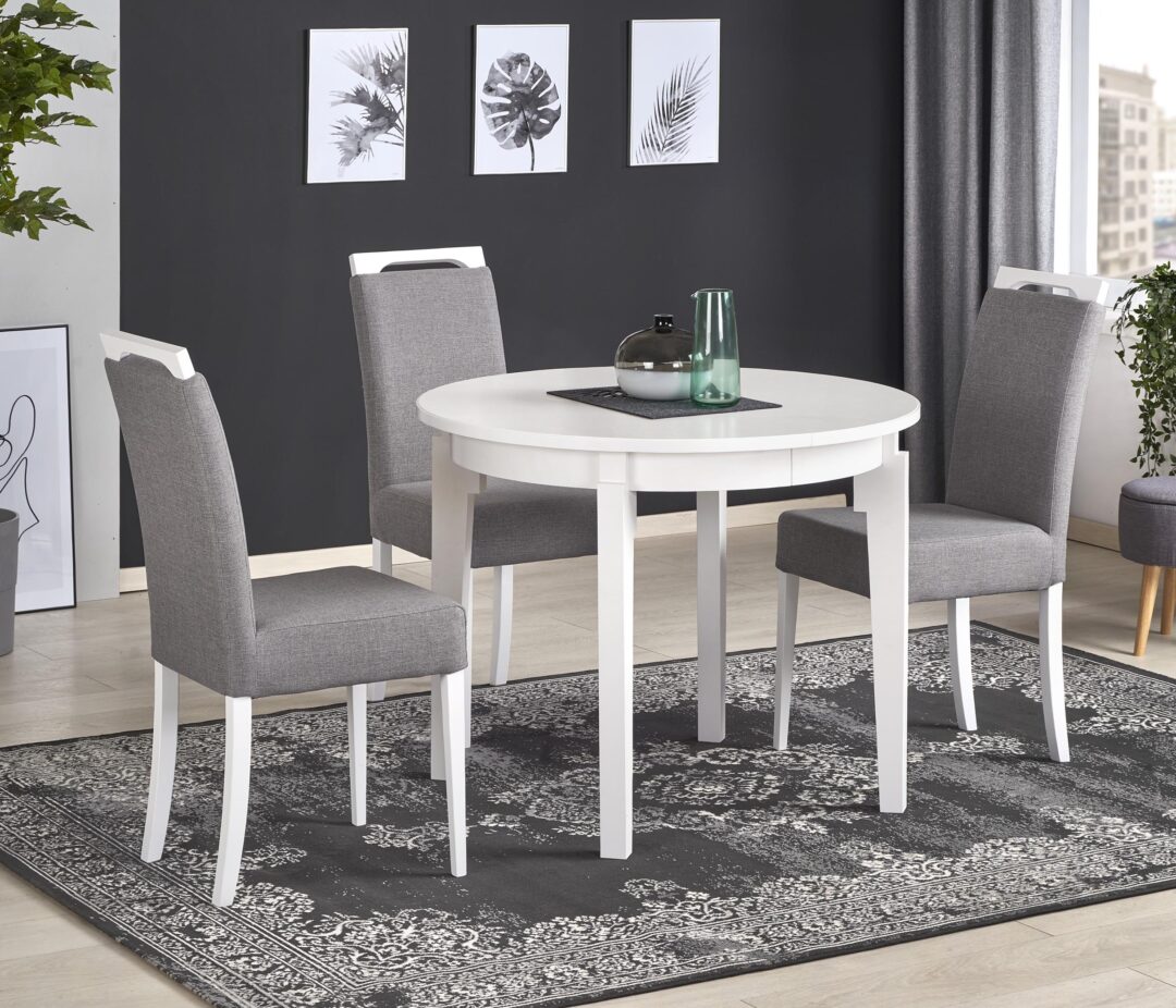 SORBUS bővíthető étkezőasztal, kerek, szín: fehér