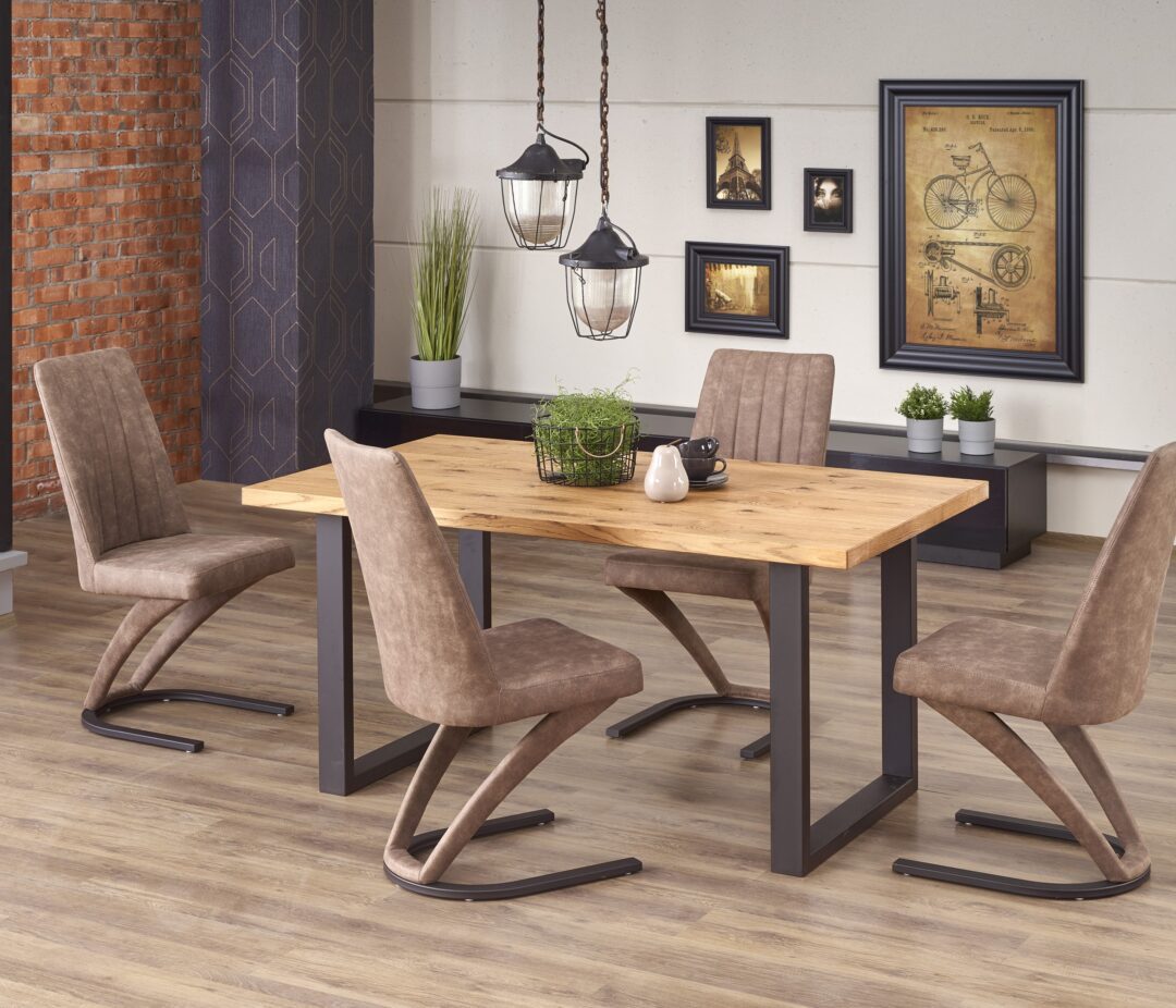 PEREZ bővíthető étkezőasztal, téglalap alakú, szín: tölgy/fekete