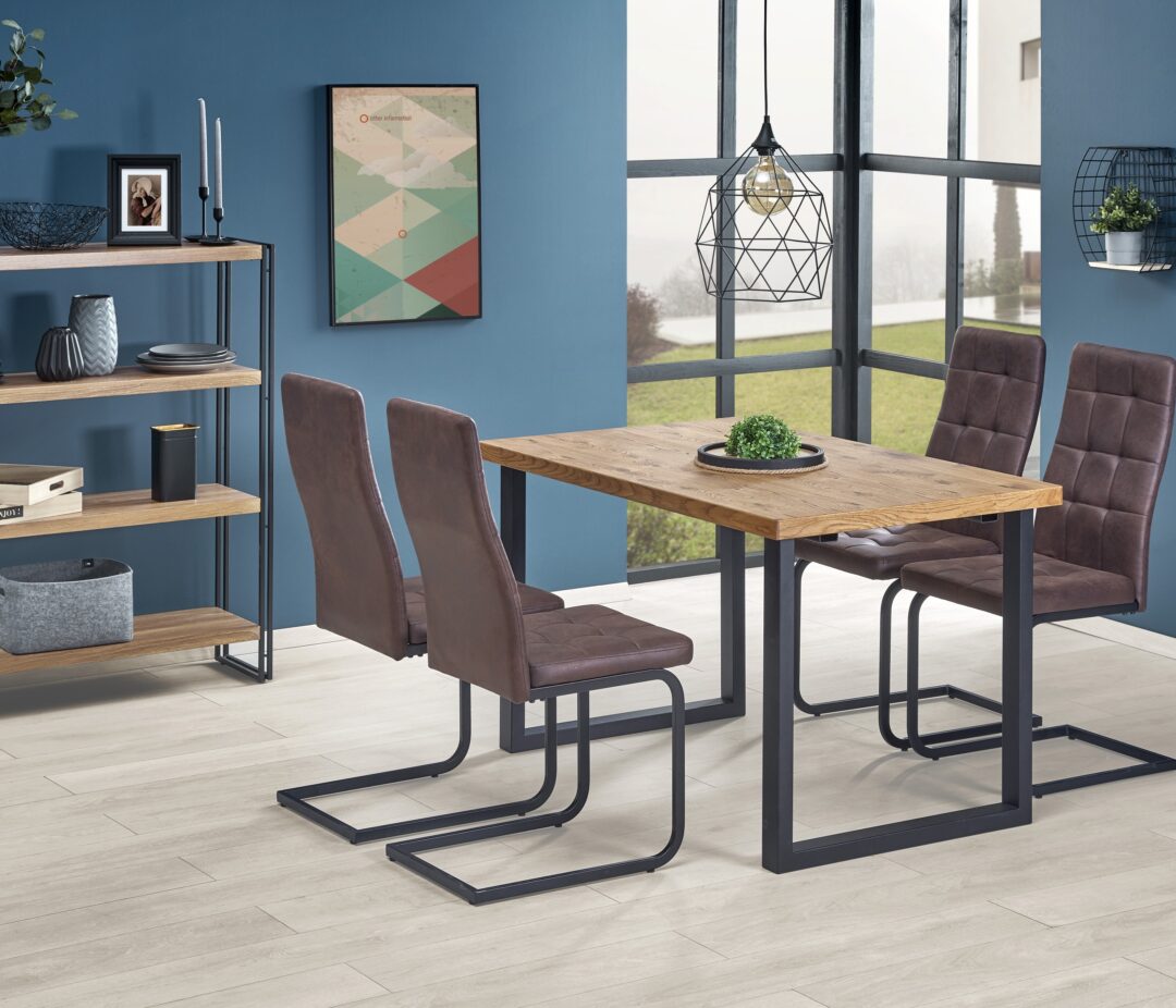 HORUS bővíthető étkezőasztal, téglalap alakú, szín: tölgy/fekete