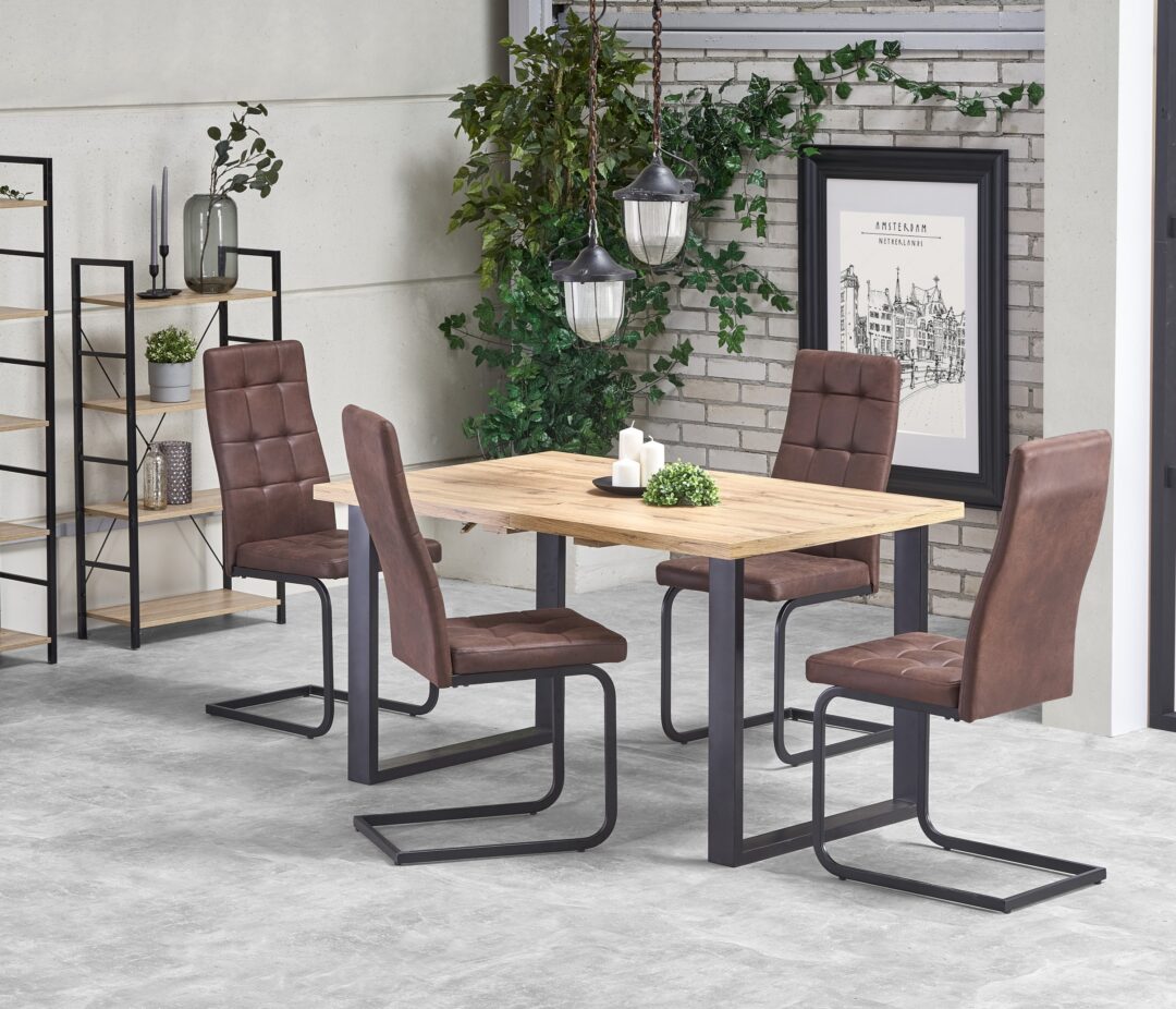 VENOM 135/185 bővíthető étkezőasztal, téglalap alakú, szín: wotan tölgy/fekete