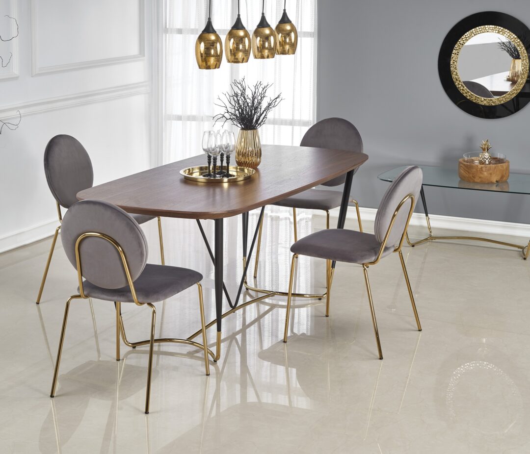 MANCHESTER asztal, téglalap alakú, szín: dió/fekete/arany