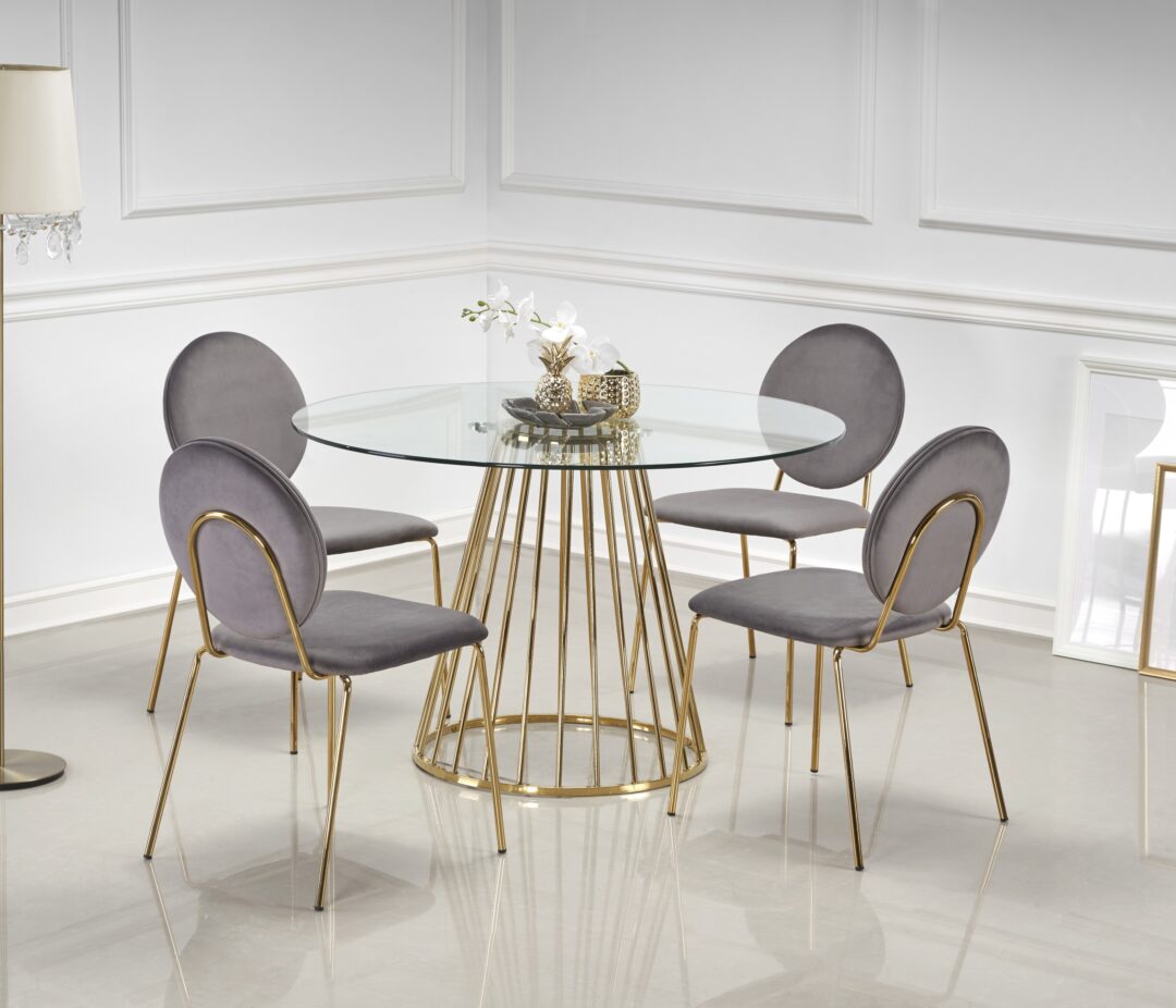 LIVERPOOL asztal, kerek, szín: üveg/arany