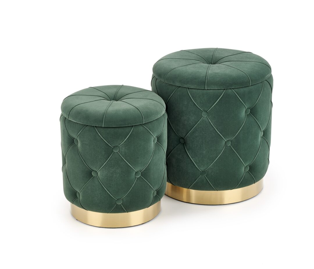 POLLY puff szett tároló funkcióval, szín: sötétzöld/arany