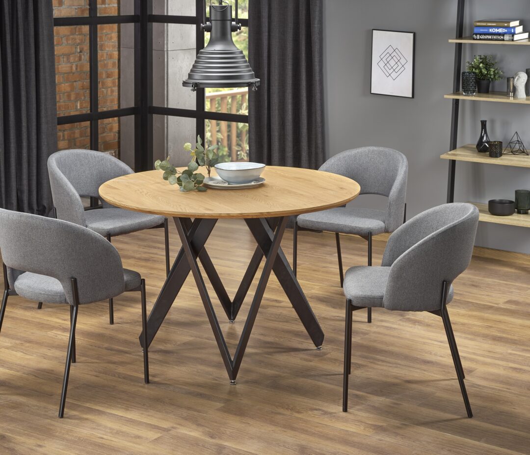 MOZAMBIK asztal, kerek, szín: arany tölgy/fekete