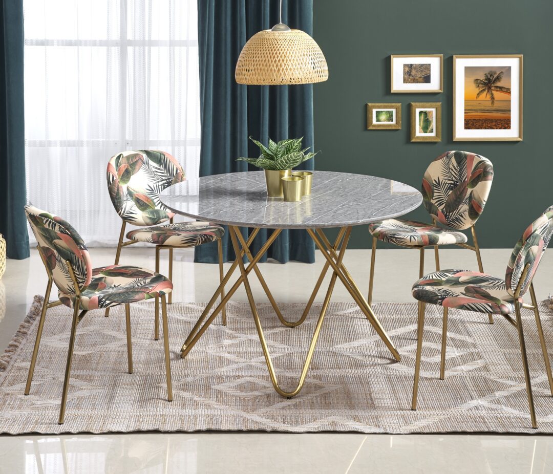 BONELLO asztal, kerek, szín: szürke márvány/arany