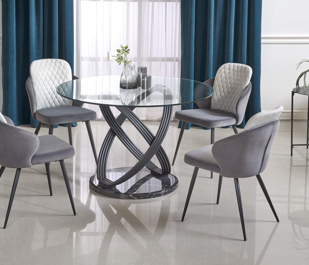 OPTICO asztal, kerek, szín: üveg/fekete