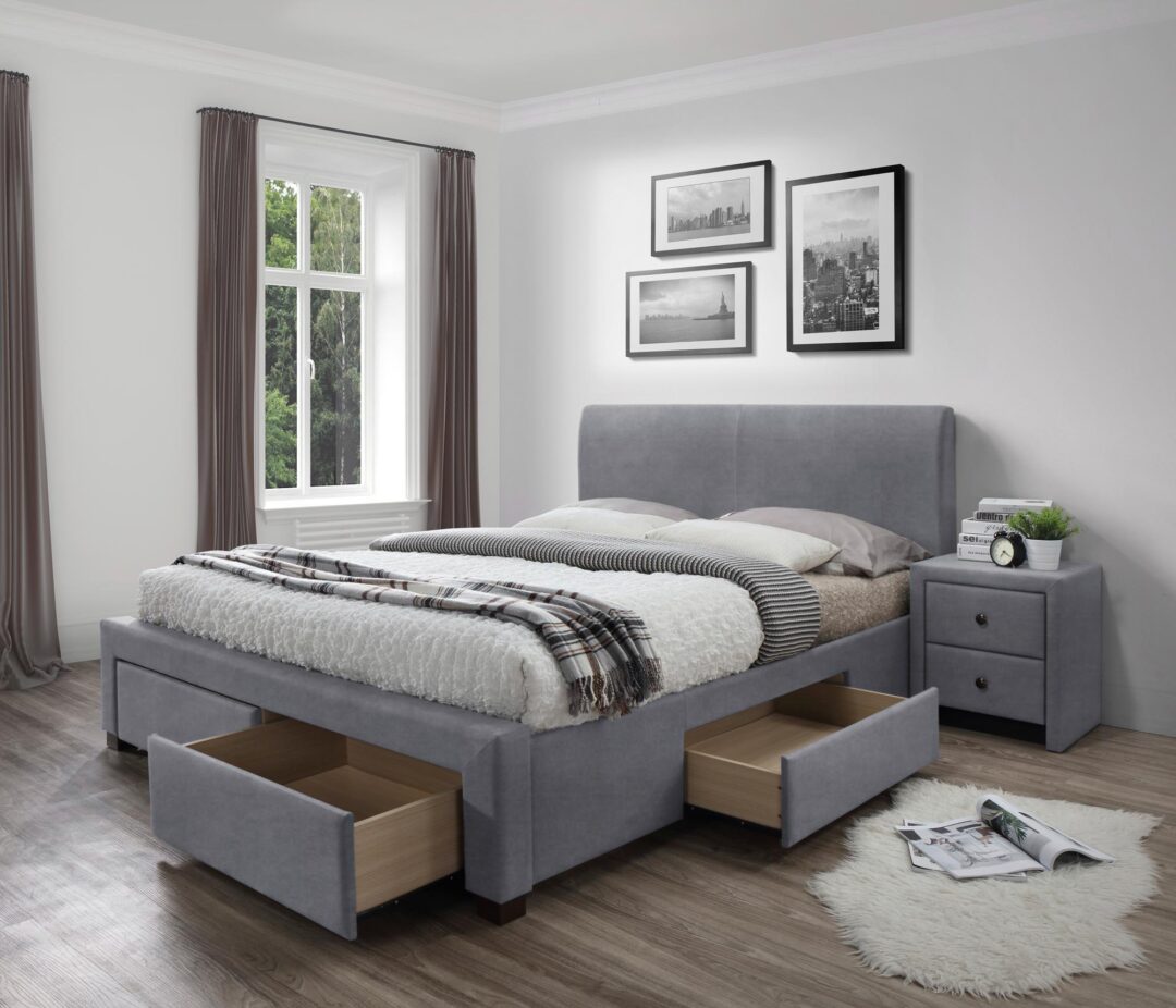 MODENA 3 160 ágy, ágyneműtartóval, szín: szürke