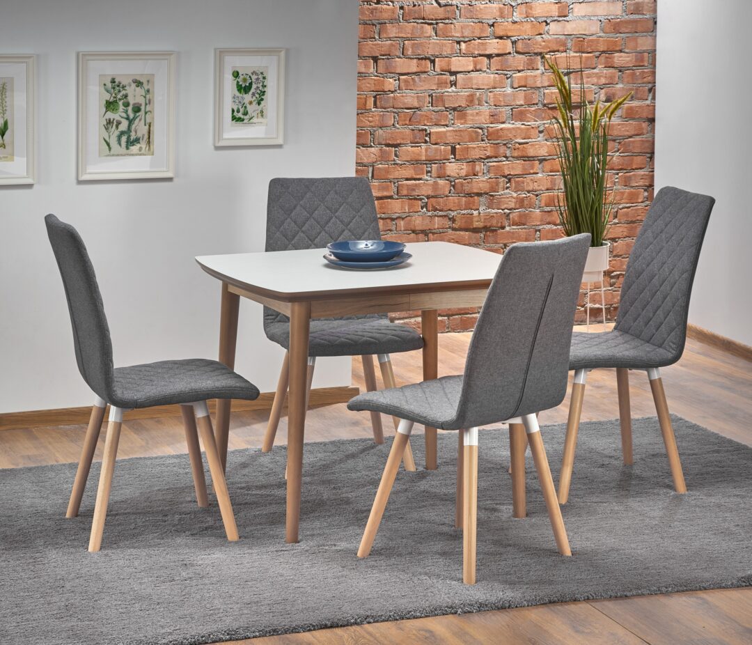 BARRET bővíthető étkezőasztal, téglalap alakú, szín: fehér/tölgy