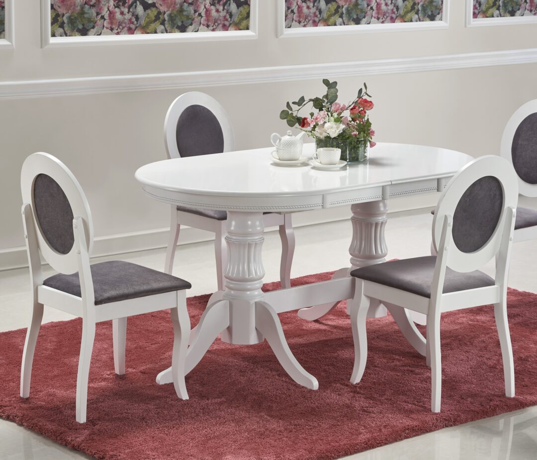 JOSPEH bővíthető étkezőasztal, ovális, szín: fehér