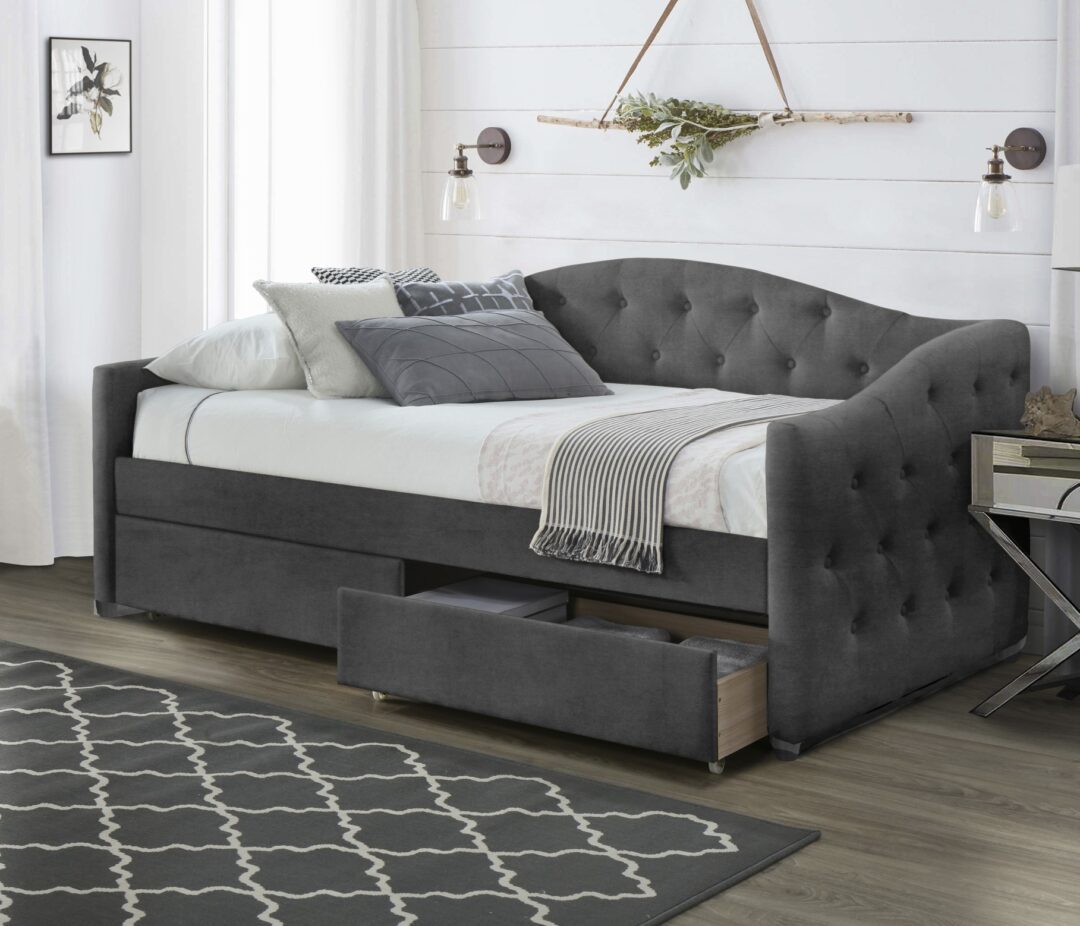 ALOHA 90 egyszemélyes ágy, ágyneműtartóval, szín: szürke