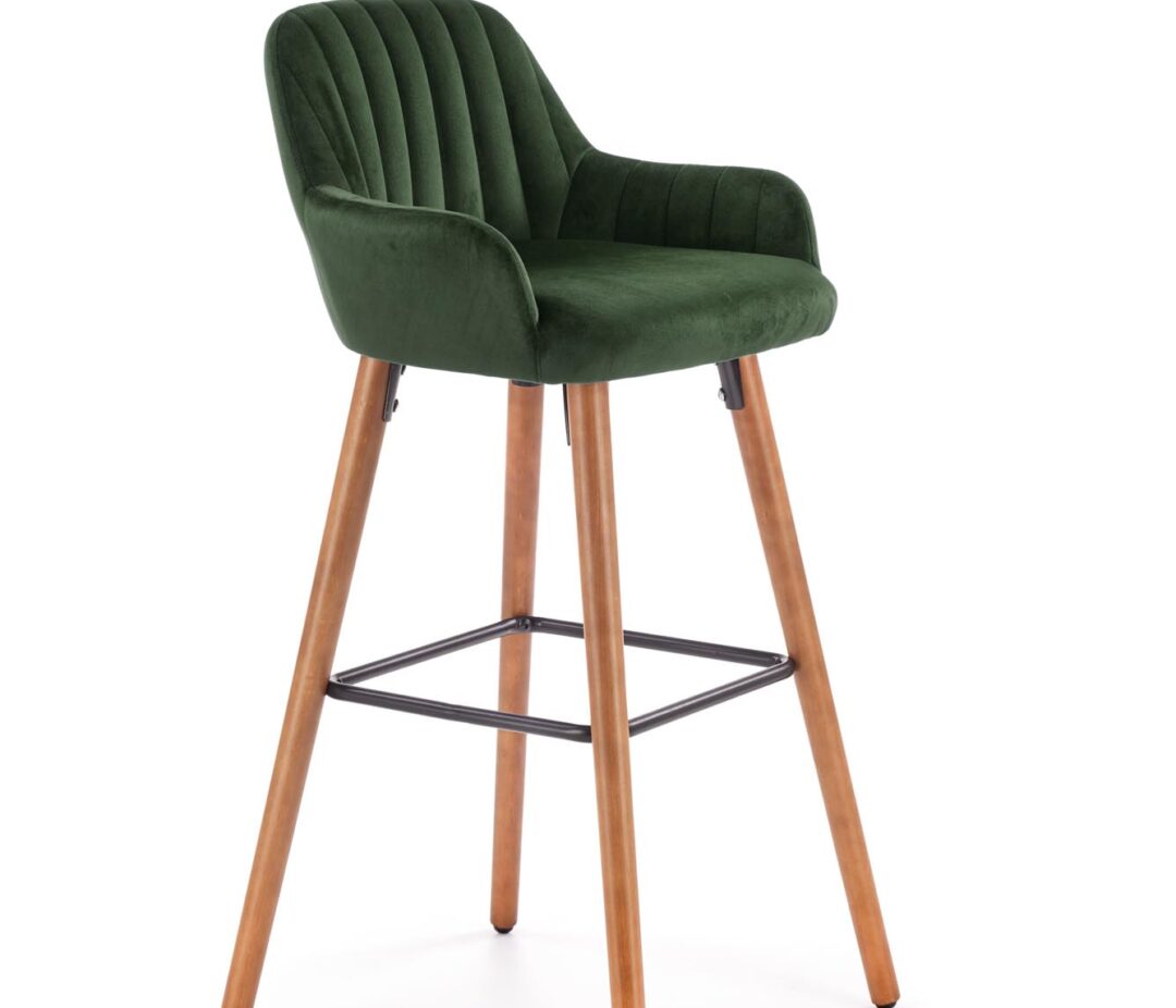 H93 bárszék, szín: sötétzöld/dió