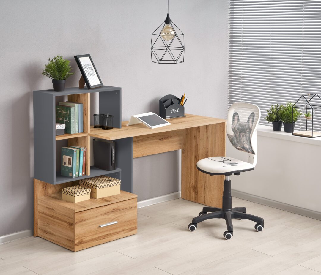 GROSSO íróasztal, szín: wotan tölgy/antracit