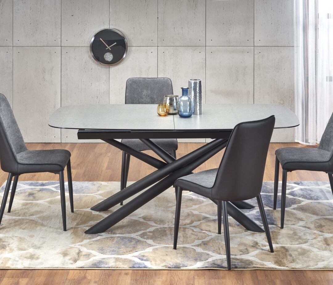 CAPELLO bővíthető étkezőasztal, téglalap alakú, szín: szürke/fekete