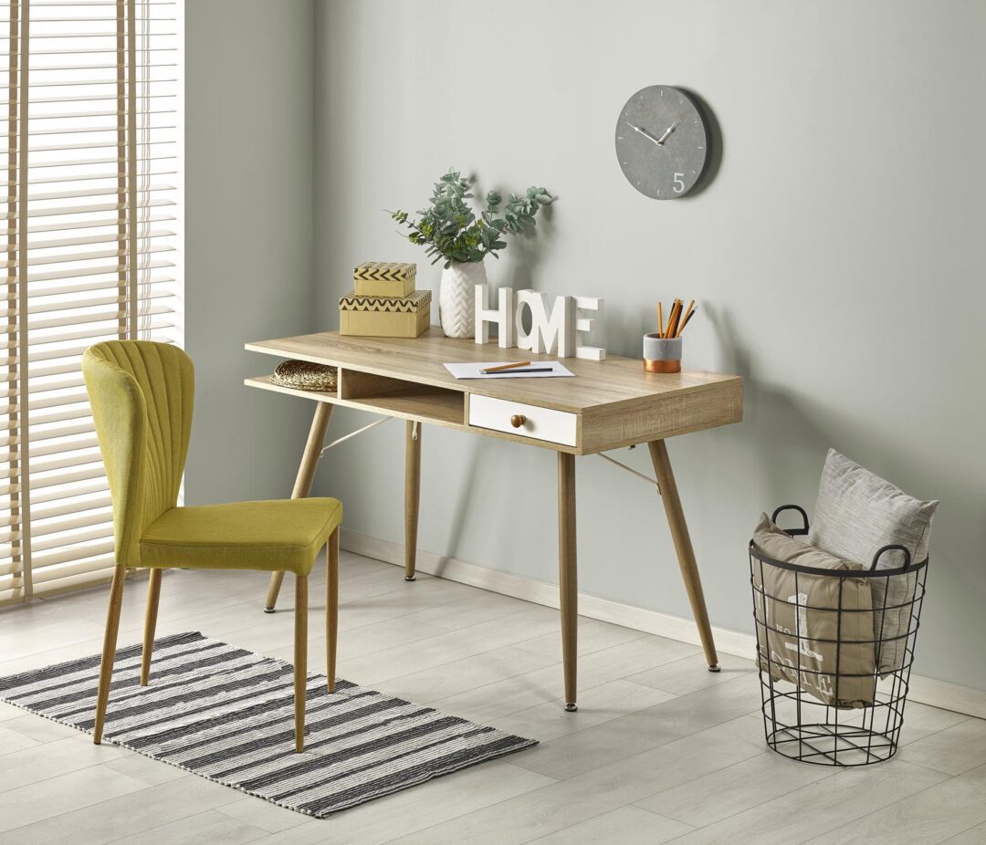 B34 íróasztal, szín: sonoma tölgy/fehér