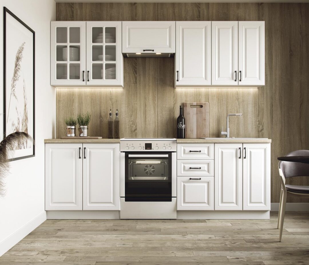 ELIZABETH 240 blokk konyha, korpusz: fehér, front: fehér