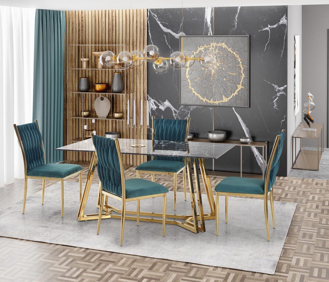 KONAMI asztal, téglalap alakú, szín: fekete márvány/arany