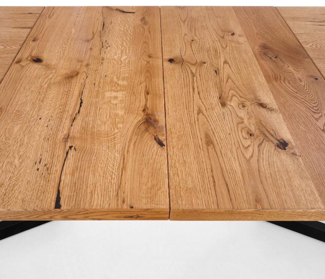 MASSIVE bővíthető étkezőasztal, téglalap alakú, szín: világos tölgy/fekete