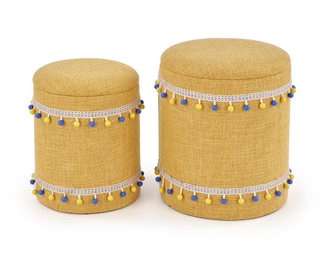 GRADO puff szett tároló funkcióval, szín: sárga