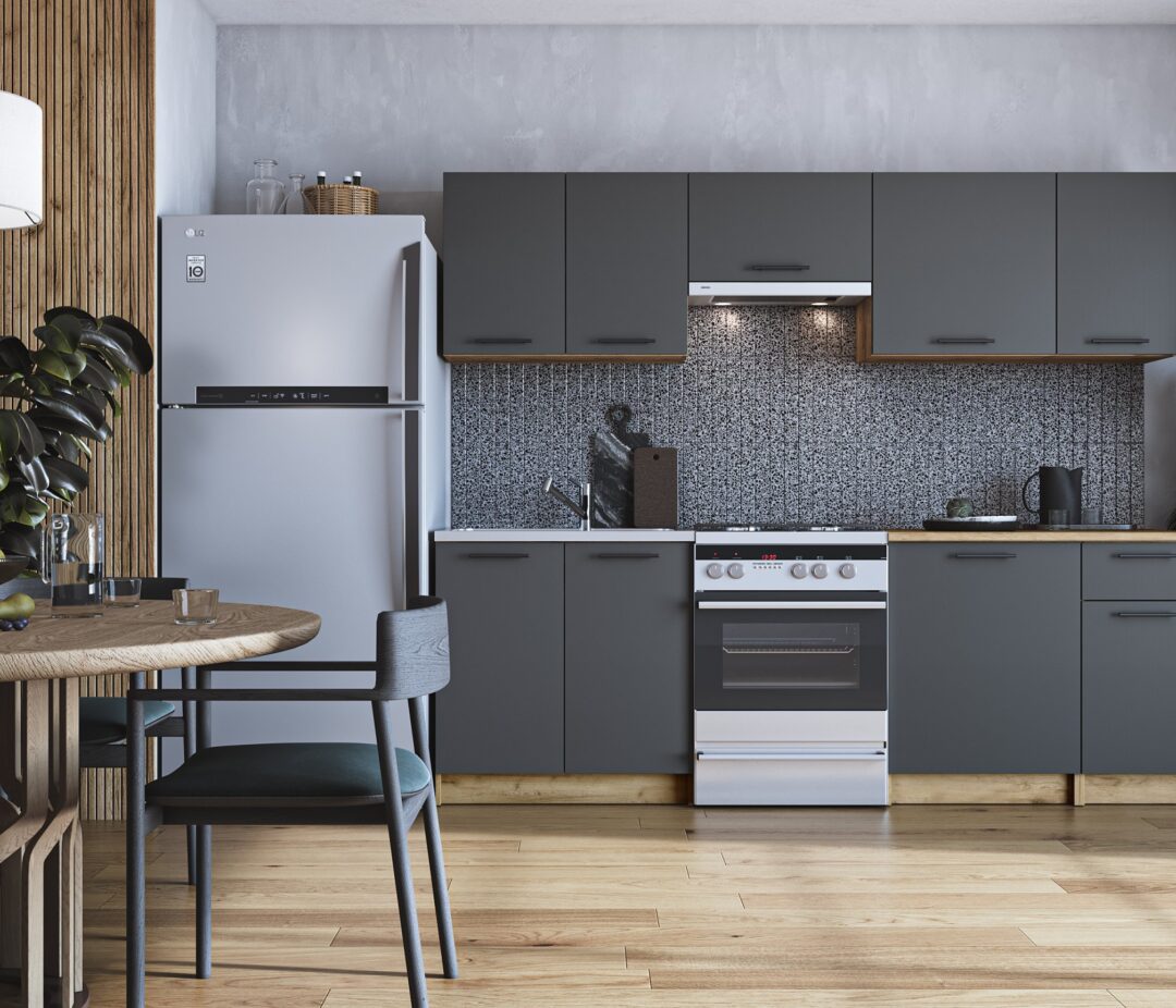 DARIA 240 blokk konyha, korpusz: craft tölgy, front: antracit