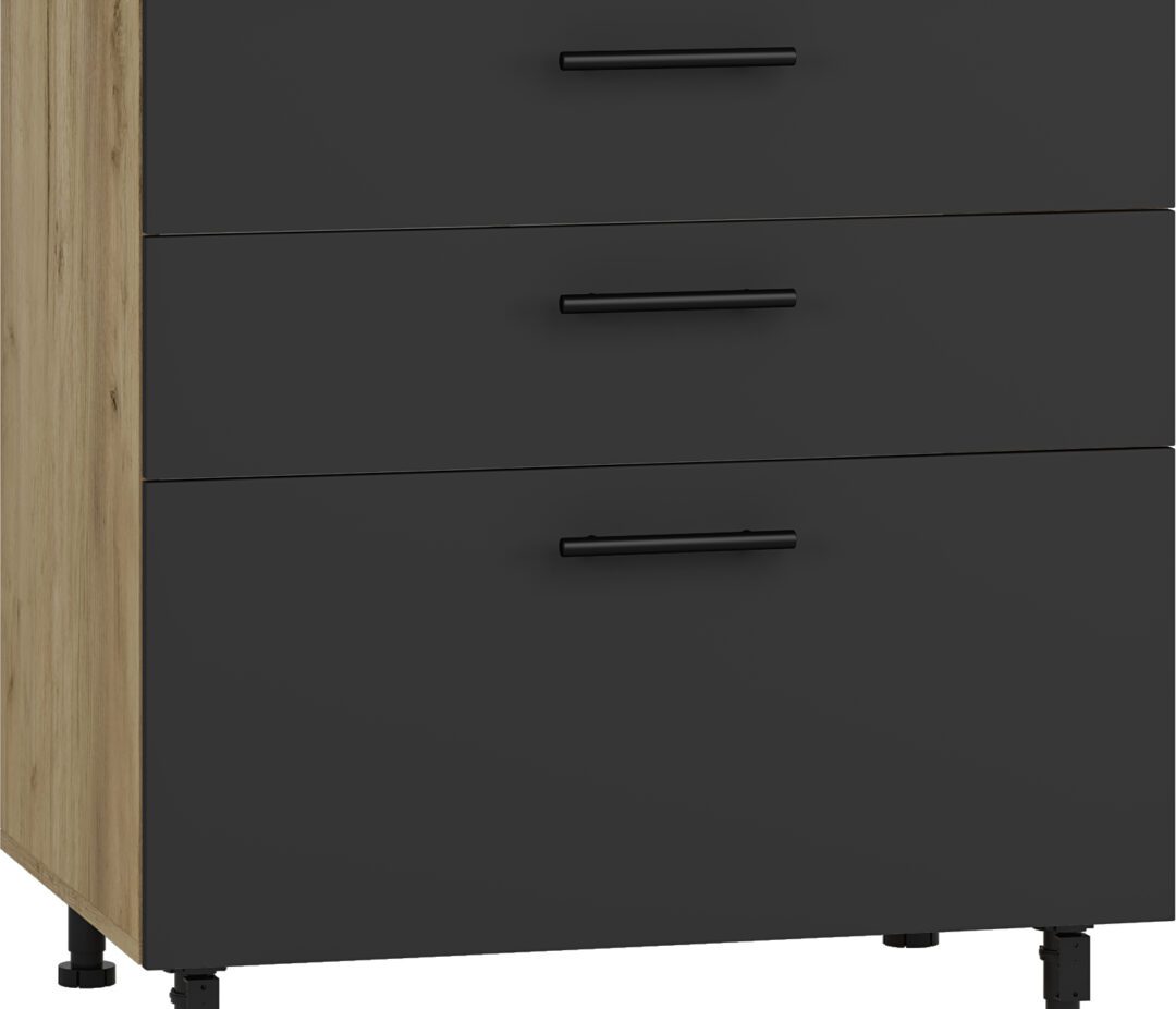 VENTO D3S-80/82 fiókos alsó szekrény, szín: antracit/craft tölgy