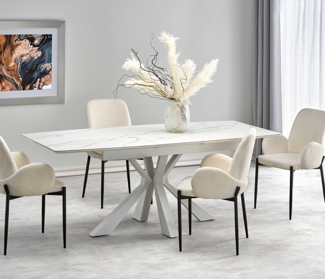 VIVALDI asztal, téglalap alakú, szín: fehér márvány/fehér