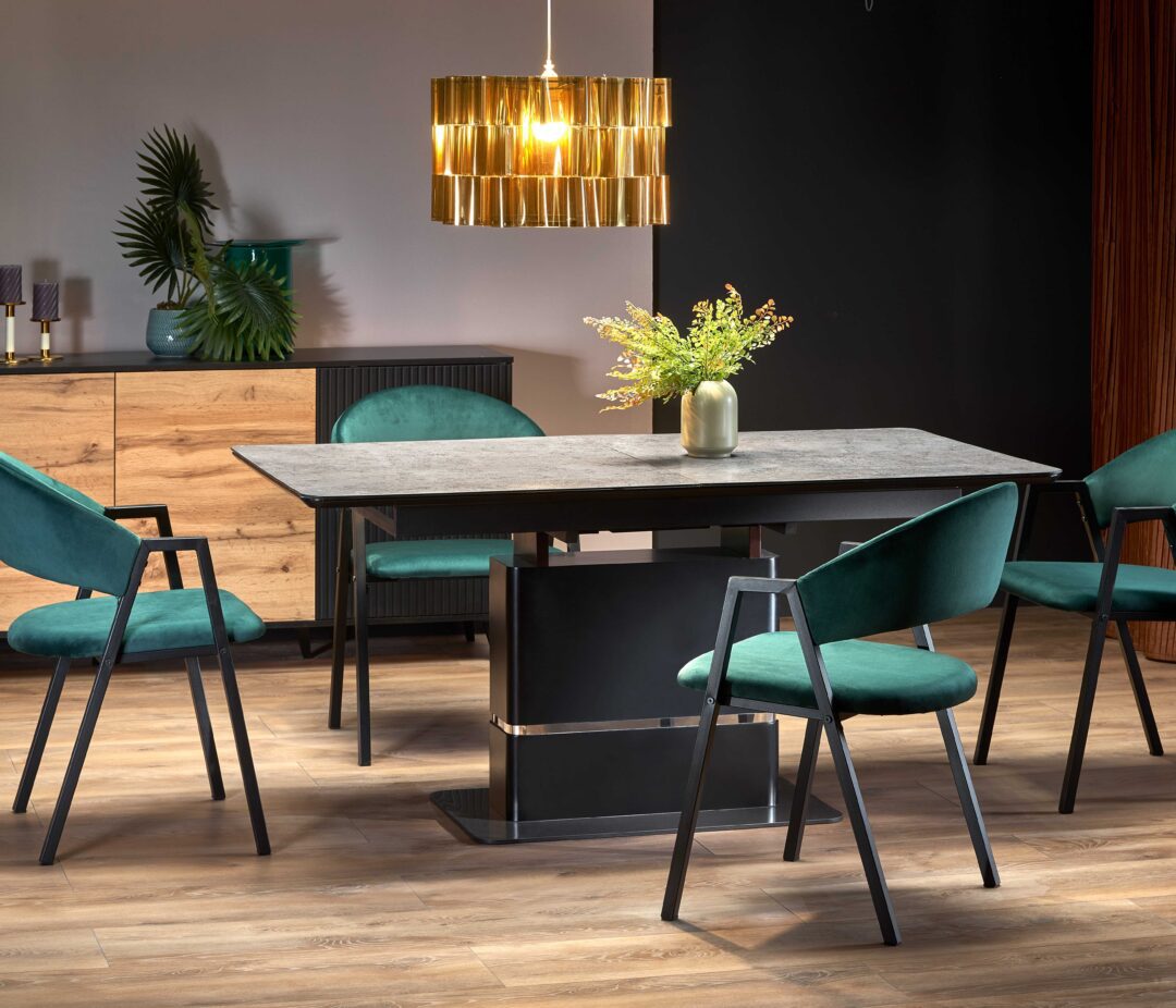 MARTIN bővíthető étkezőasztal, téglalap alakú, szín: sötétszürke/fekete