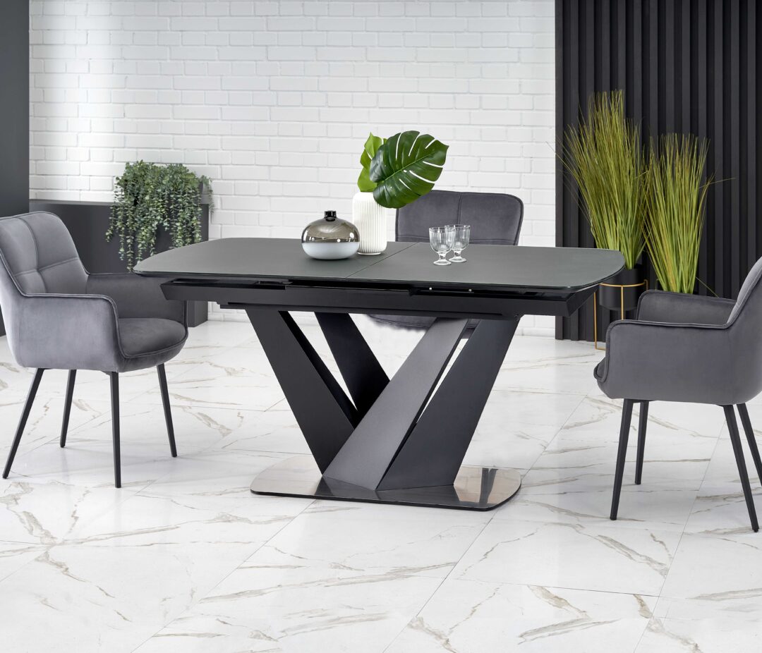 PATRIZIO bővíthető étkezőasztal, téglalap alakú, szín: sötétszürke/fekete