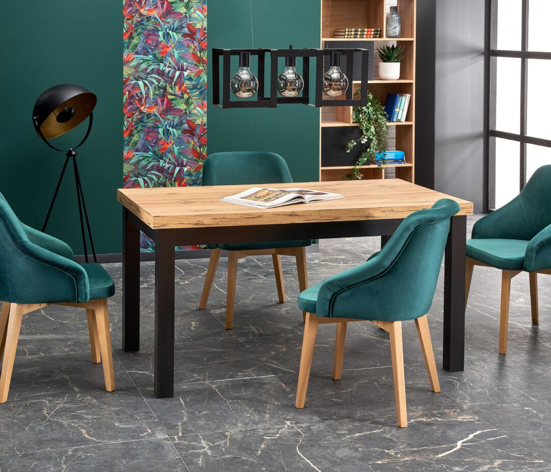 TIAGO bővíthető étkezőasztal, téglalap alakú, szín: craft tölgy/fekete