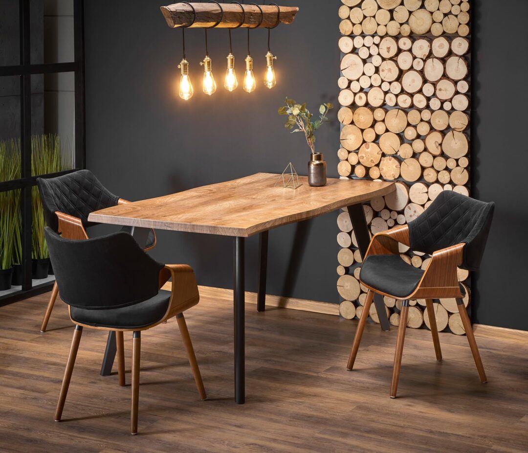 DICKSON 120 bővíthető étkezőasztal, téglalap alakú, szín: tölgy/fekete