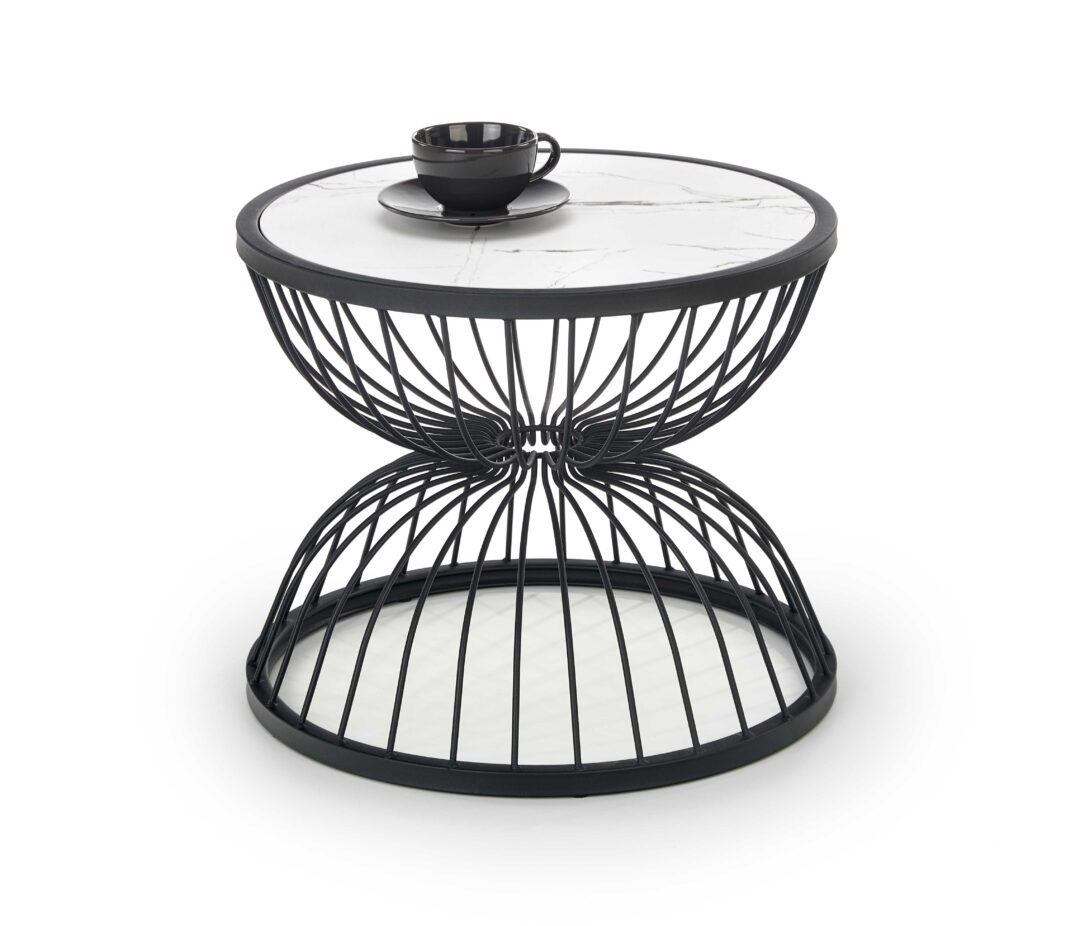 KIM dohányzóasztal, szín: fehér márvány/fekete